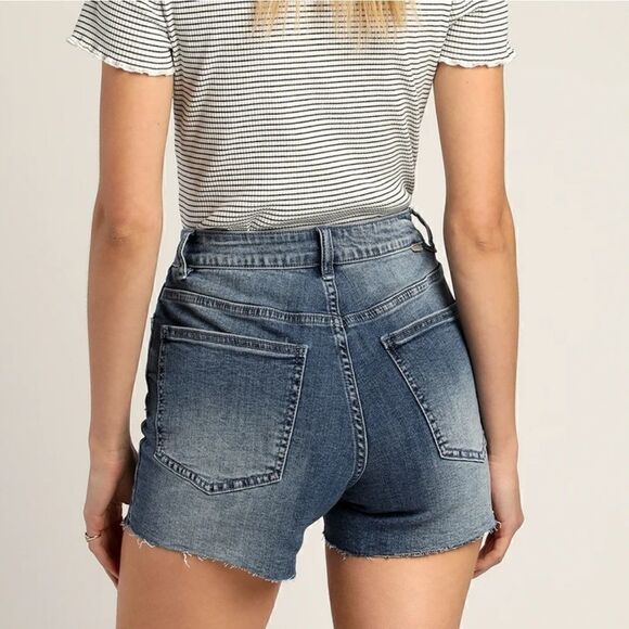 O'neill Walker Medium Wash High Rise Raw Hem Denim Shorts Size 26 NWT - Picture 4 of 8